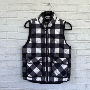 Woolrich Duck Down Black and White Checked Puffer Vest